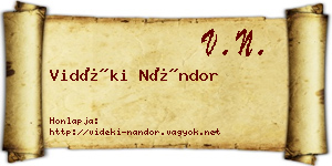 Vidéki Nándor névjegykártya